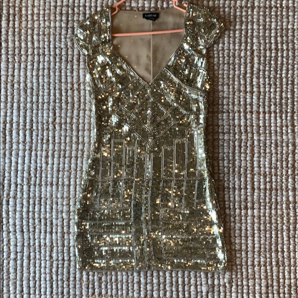 Gold sequined BeBe dress